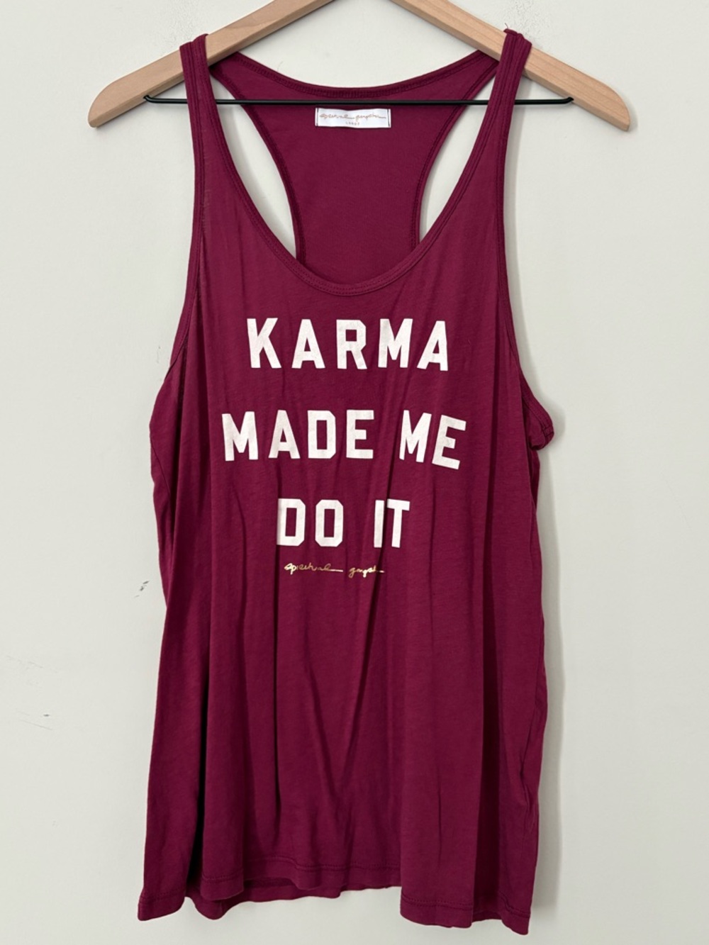 Spiritual Gangster Maroon Racerback Tank with White Slogan